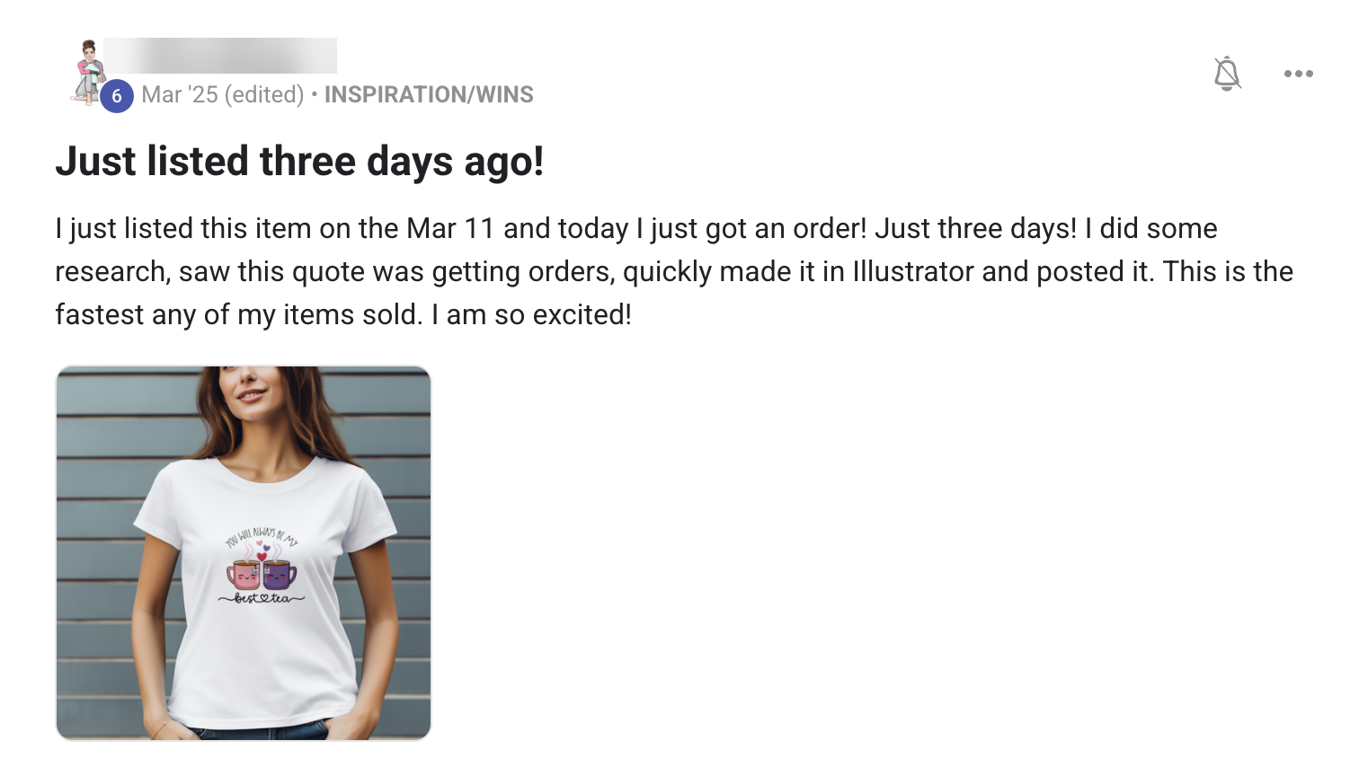 Member: listed Mon, sold by Thu