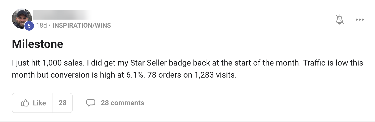 Member: 1,000 sales and Star Seller badge