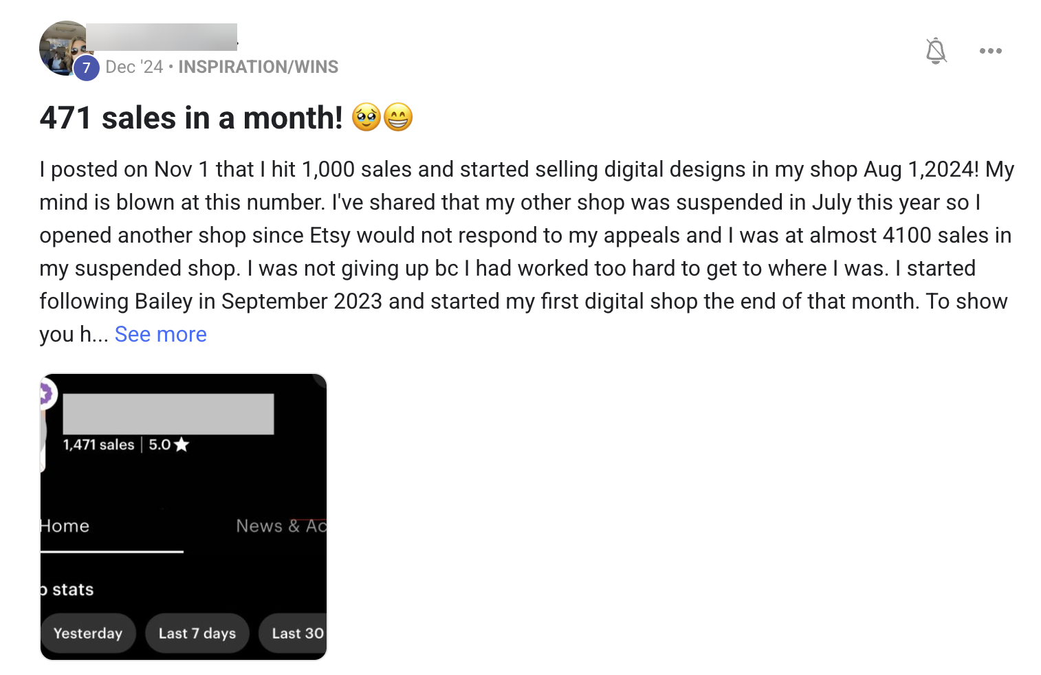 Member: 471 sales in a month