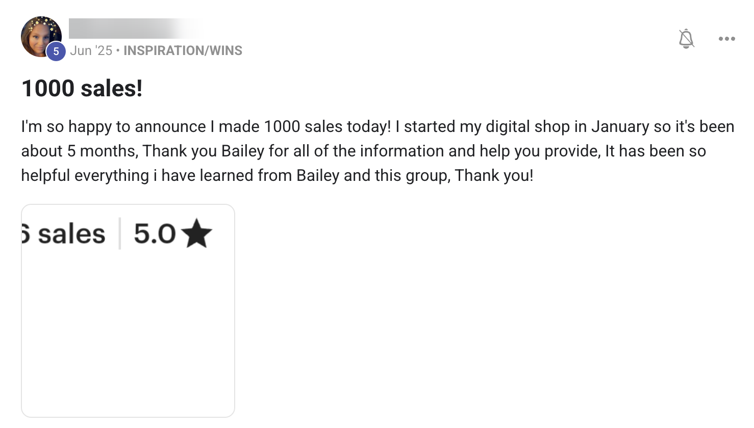 Member: 1,000 sales in 5 months